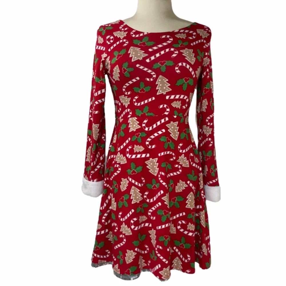 Handmade Christmas Dress Holiday Fair Isle Reversible Pattern Girls Large 12/14
